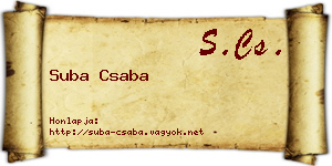 Suba Csaba névjegykártya